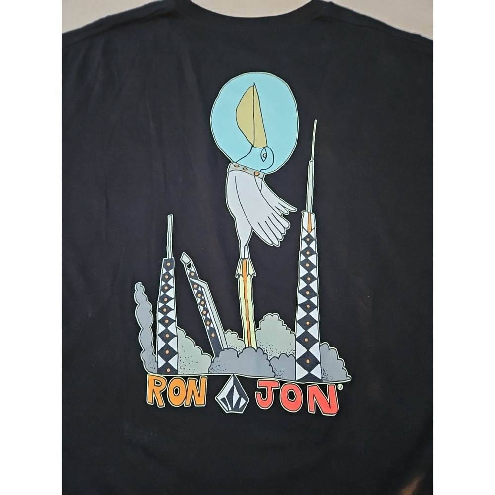 Volcom X Ron Jon T-Shirt Collab Funky Pelican Astronaut Rocket‎ Ship Space XL
